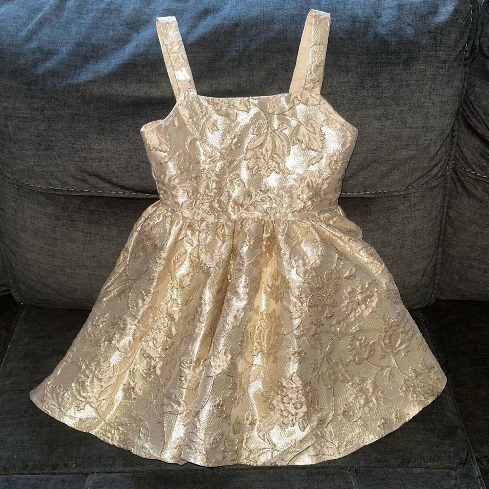Elegant Gold Floral Dress